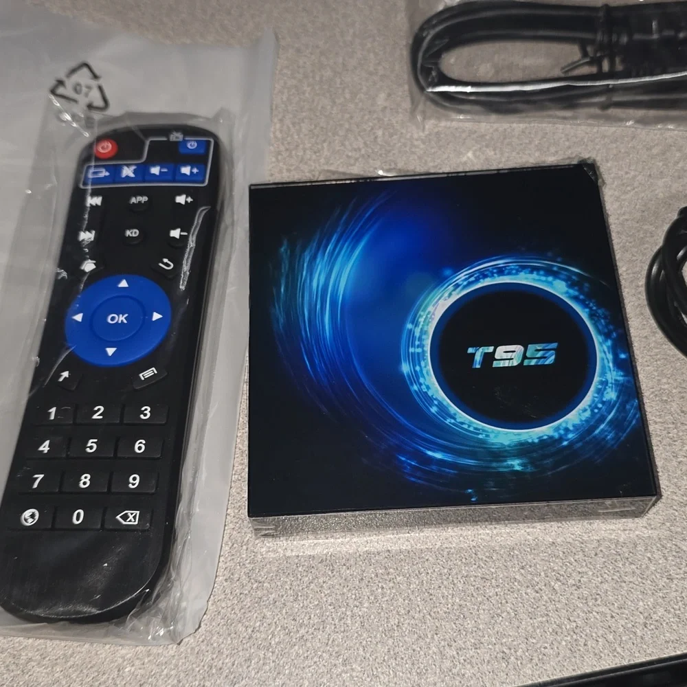 New T95 Android TV Box with Remote and Accessories